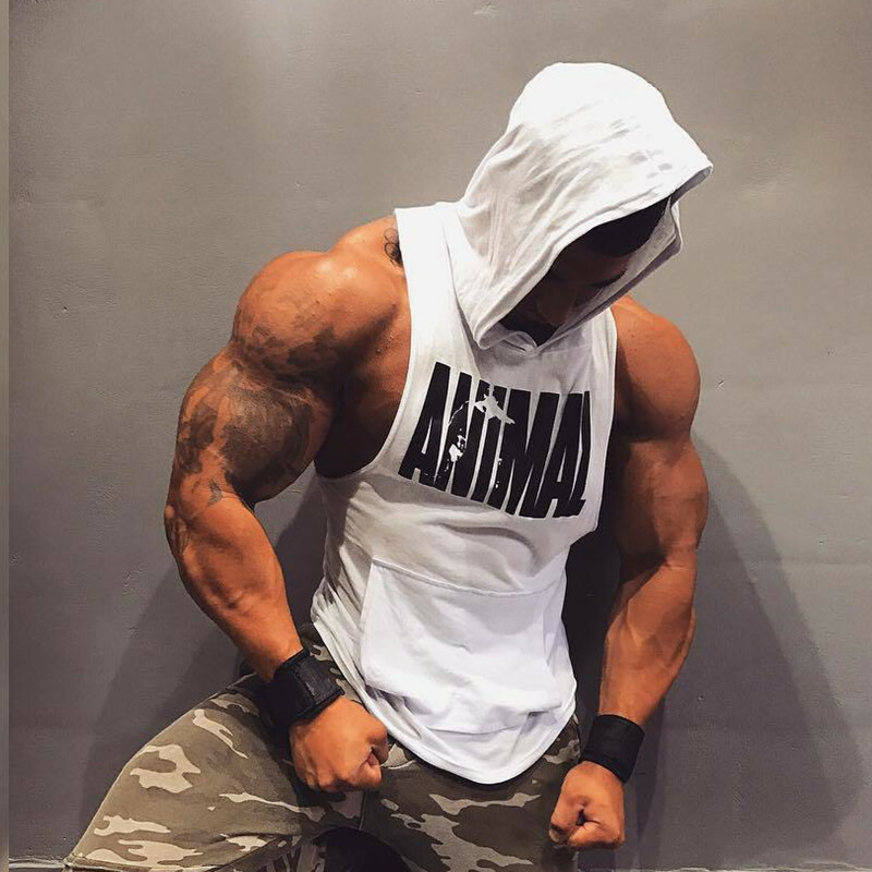 Men ANIMAL Gym Hooded Tank Top Vest Sportswear Sleeveless Shirt Hoodie Tank top gallery