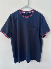 Ben Sherman mens size large blue short sleeve t-shirt with pocket and red accent