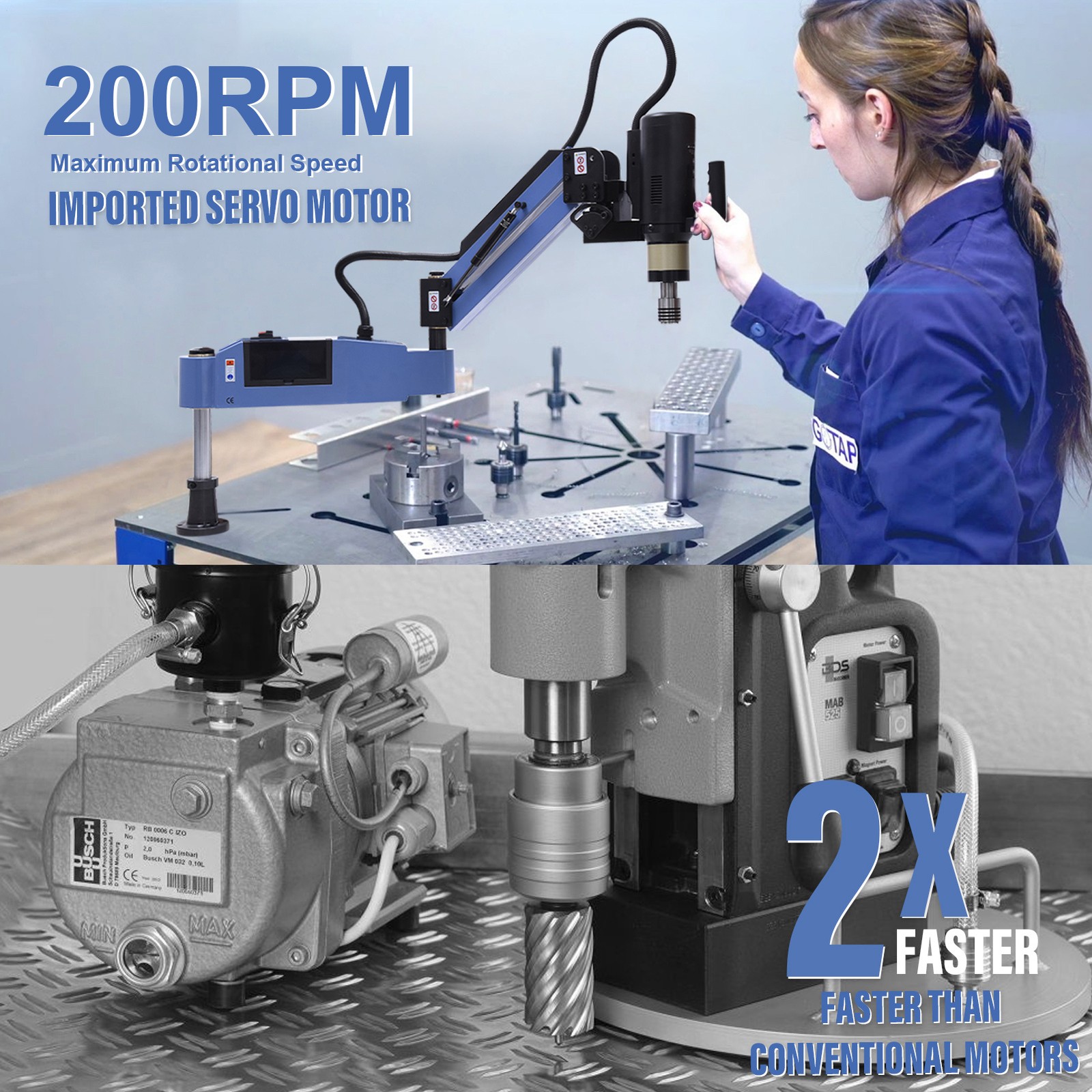 M4-M24 Universal Electric Tapping Machine 360° Flexible Arm With Collets New—