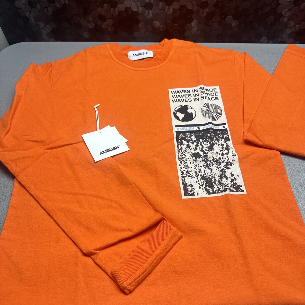 AMBUSH VISITOR LONG SLEEVED T-SHIRT WAVES IN SPACE ORANGE