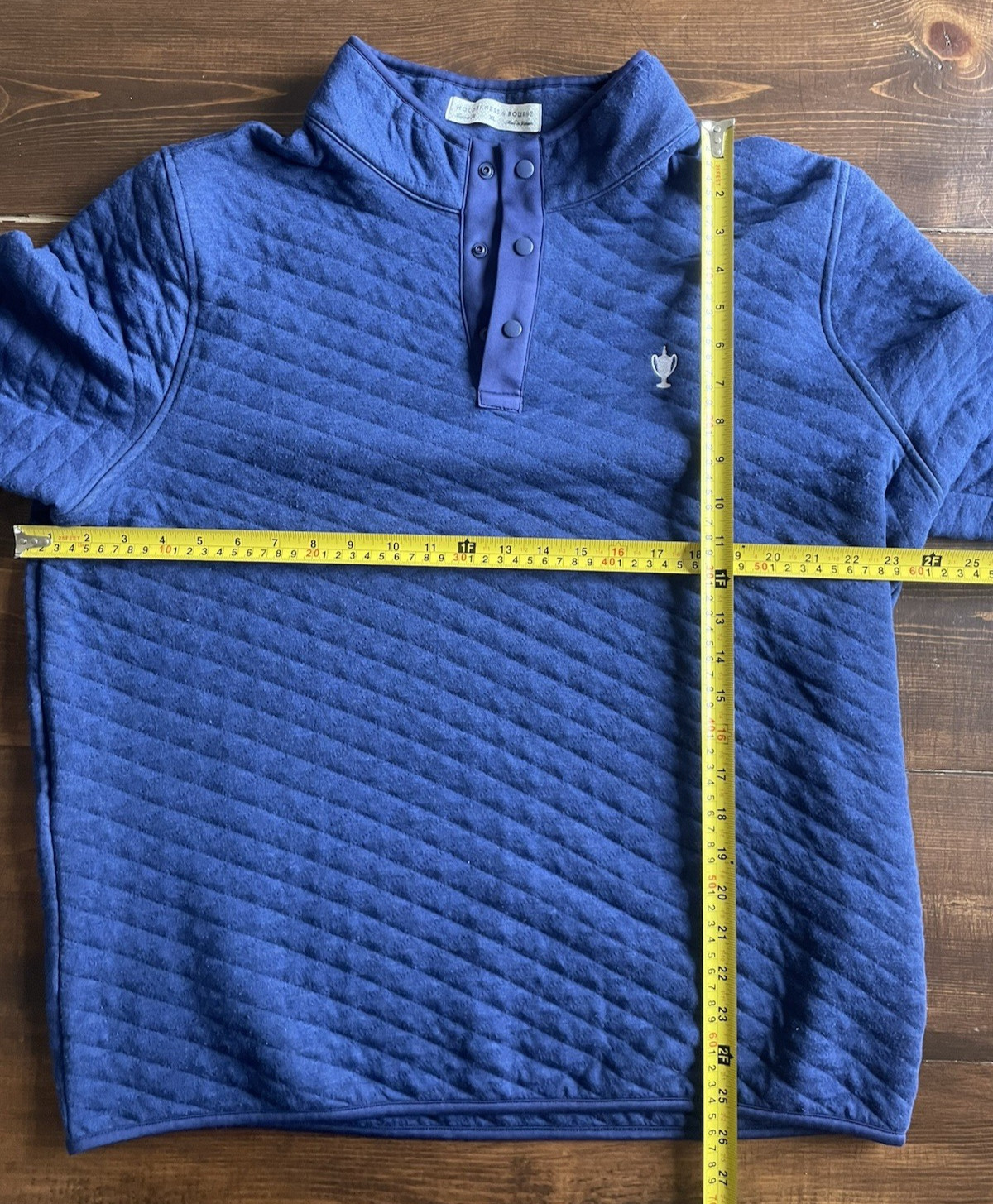Holderness & Bourne Sweater Mens Medium Blue Quilted T Snap Pullover gallery