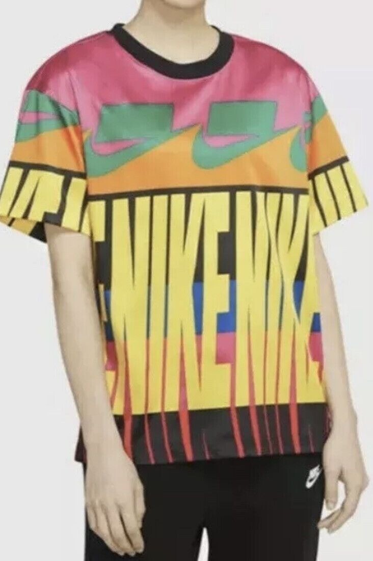 Nike Sportswear Allover Printed T-Shirt in Multi Pink Yellow gallery