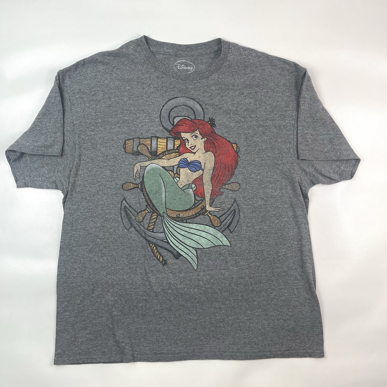 Disney The Little Mermaid Ariel Anchor Graphic Gray T-Shirt Men’s XL gallery