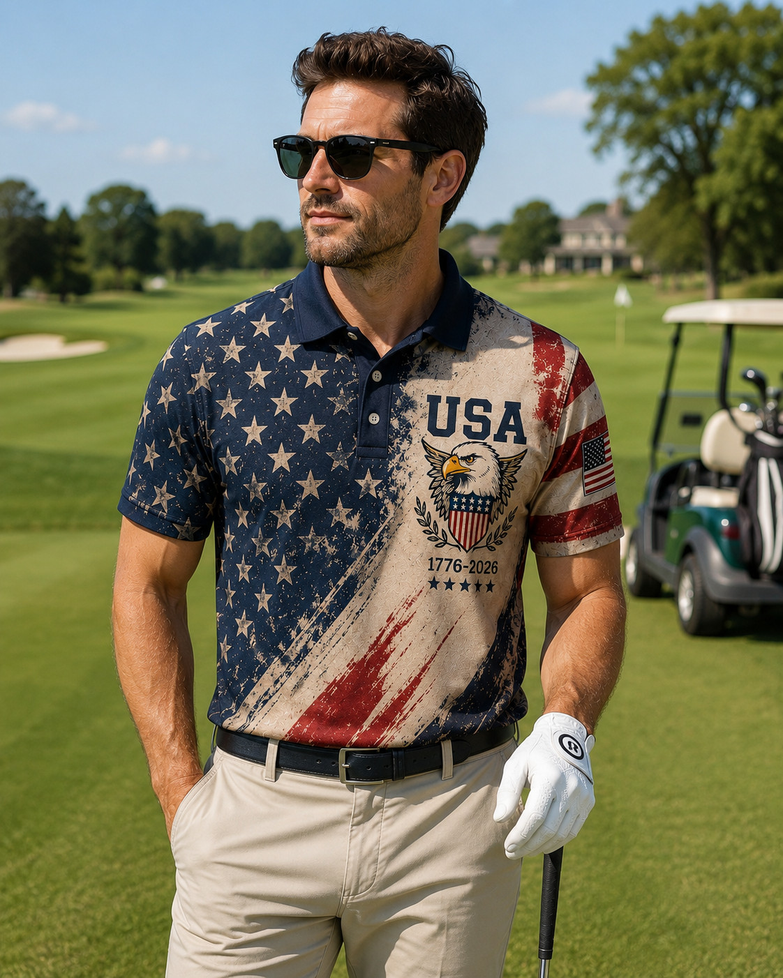 USA 250th Anniversary Golf Polo Shirt 1776-2026 American Flag Patriotic S-5XL gallery