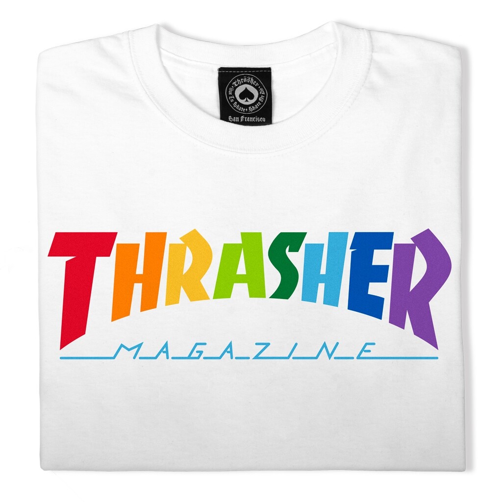 Thrasher Magazine RAINBOW SKATE MAG LOGO Skateboard T Shirt WHITE gallery