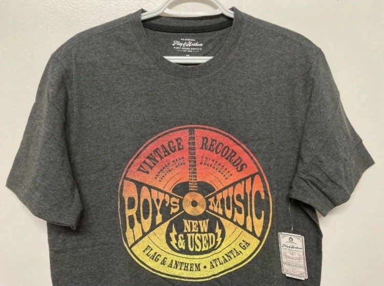 Flag & Anthem Mens T-Shirt Medium Dark Grey Graphic Tee Short Sleeve Guitar NWT gallery