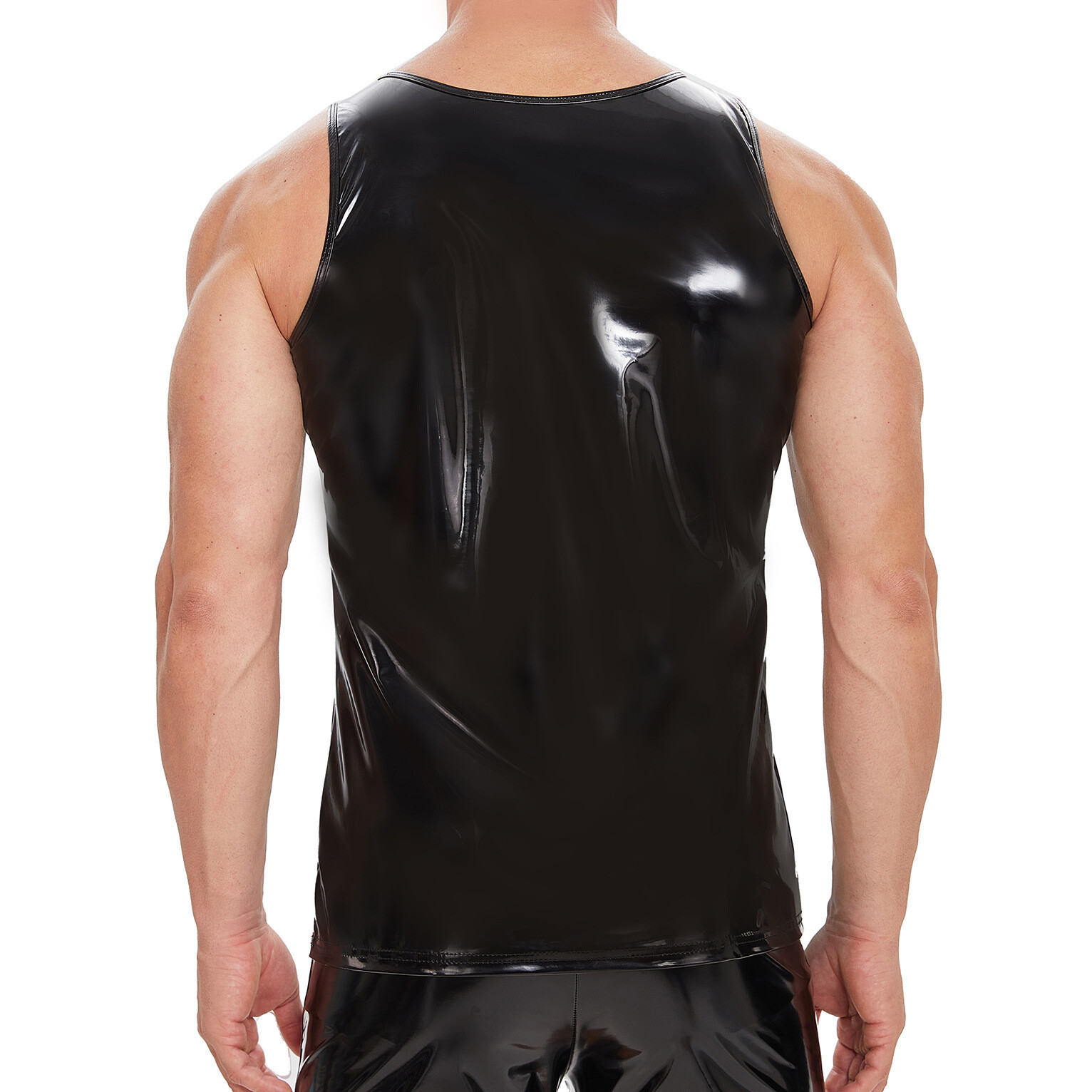 Men Sexy PVC Latex Leather Tank Top Wet Look Sleeveless Vest Rave Party Clubwear gallery