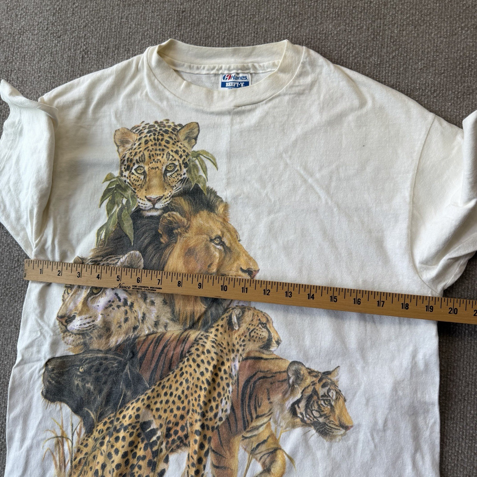 Vintage 1989 Biolchini Big Cat Men’s L T-Shirt Leopard Lion Tiger Single Stitch gallery