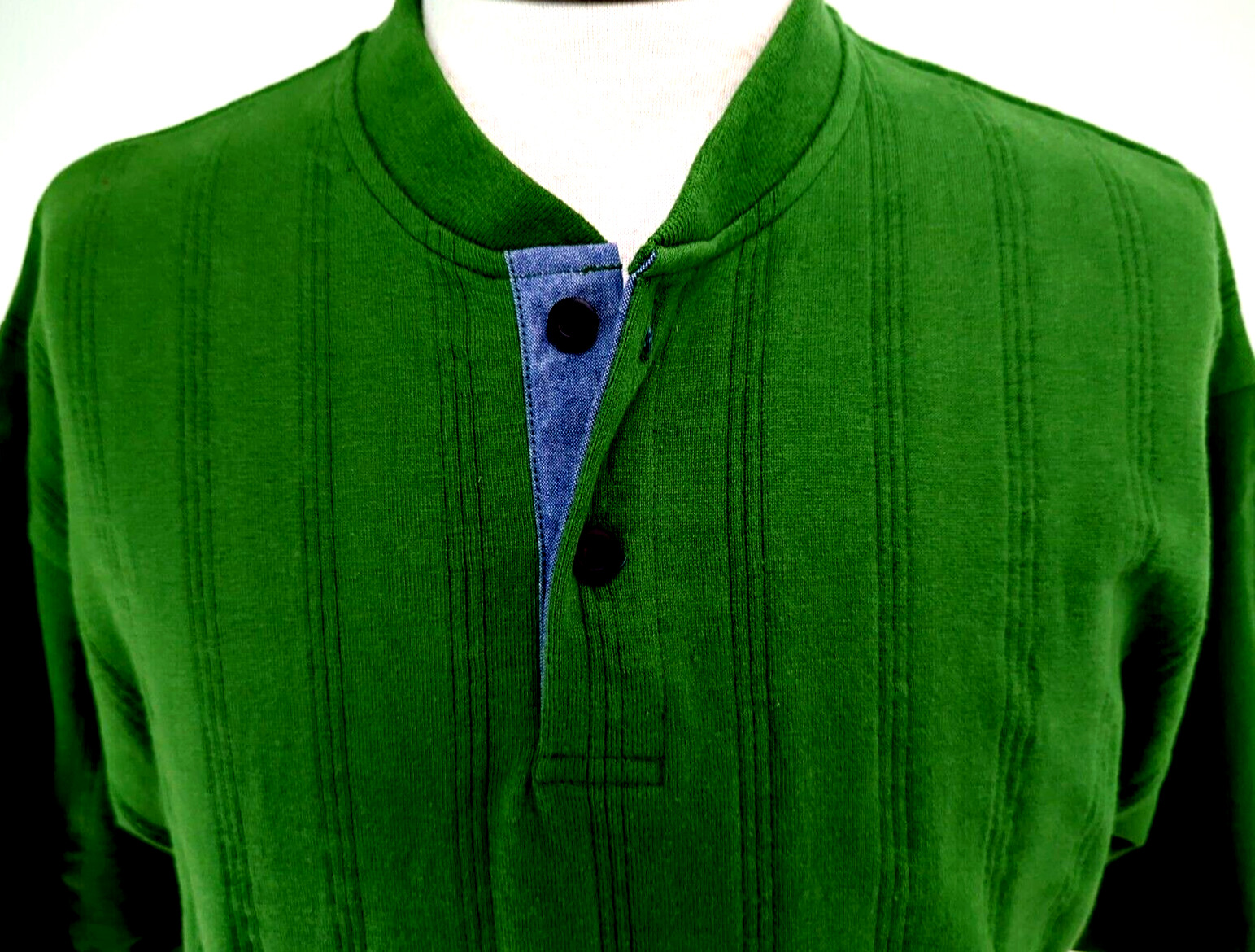 VTG 80s 90s COLUMBIAKNIT Henley T-Shirt Men’s Size M Green Ribbed USA MADE ~NEW*