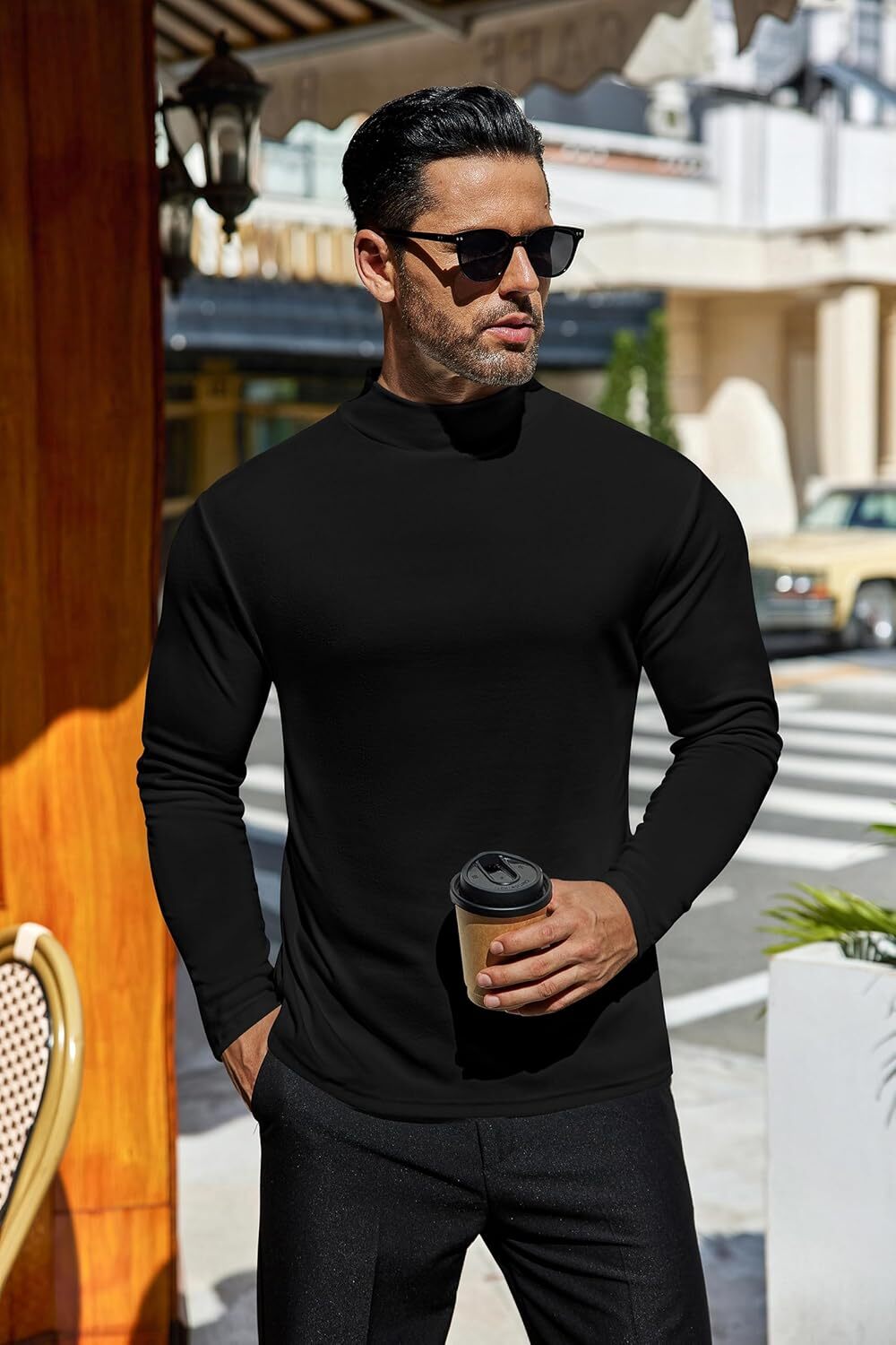 Men Mock Neck Turtleneck Long Sleeve Shirts Undershirt Thermal Fleece Lined Tops gallery