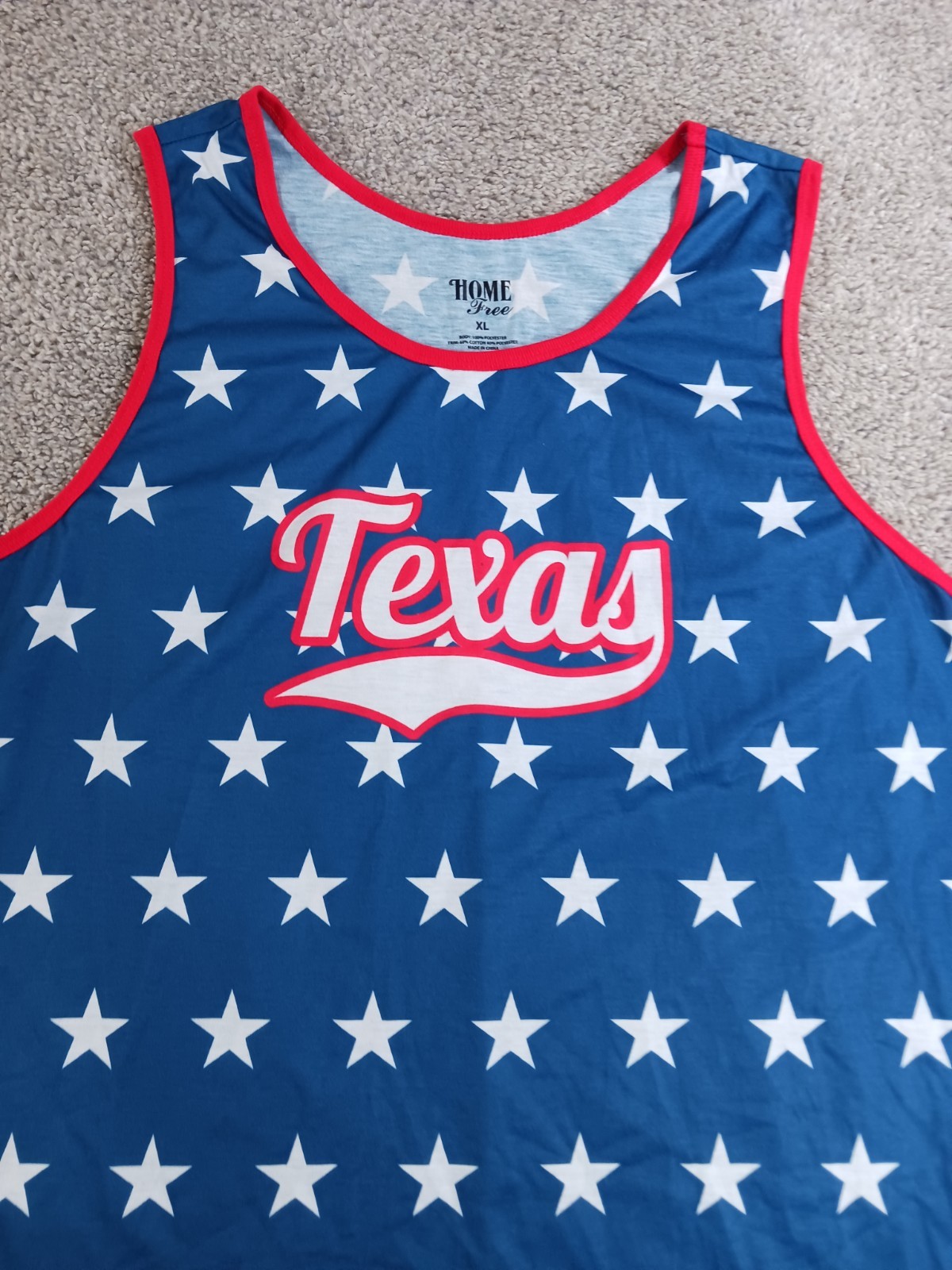 Home Free XL Mens Tank Top T-Shirt Blue Star Texas All Over Print Cotton NWOT gallery