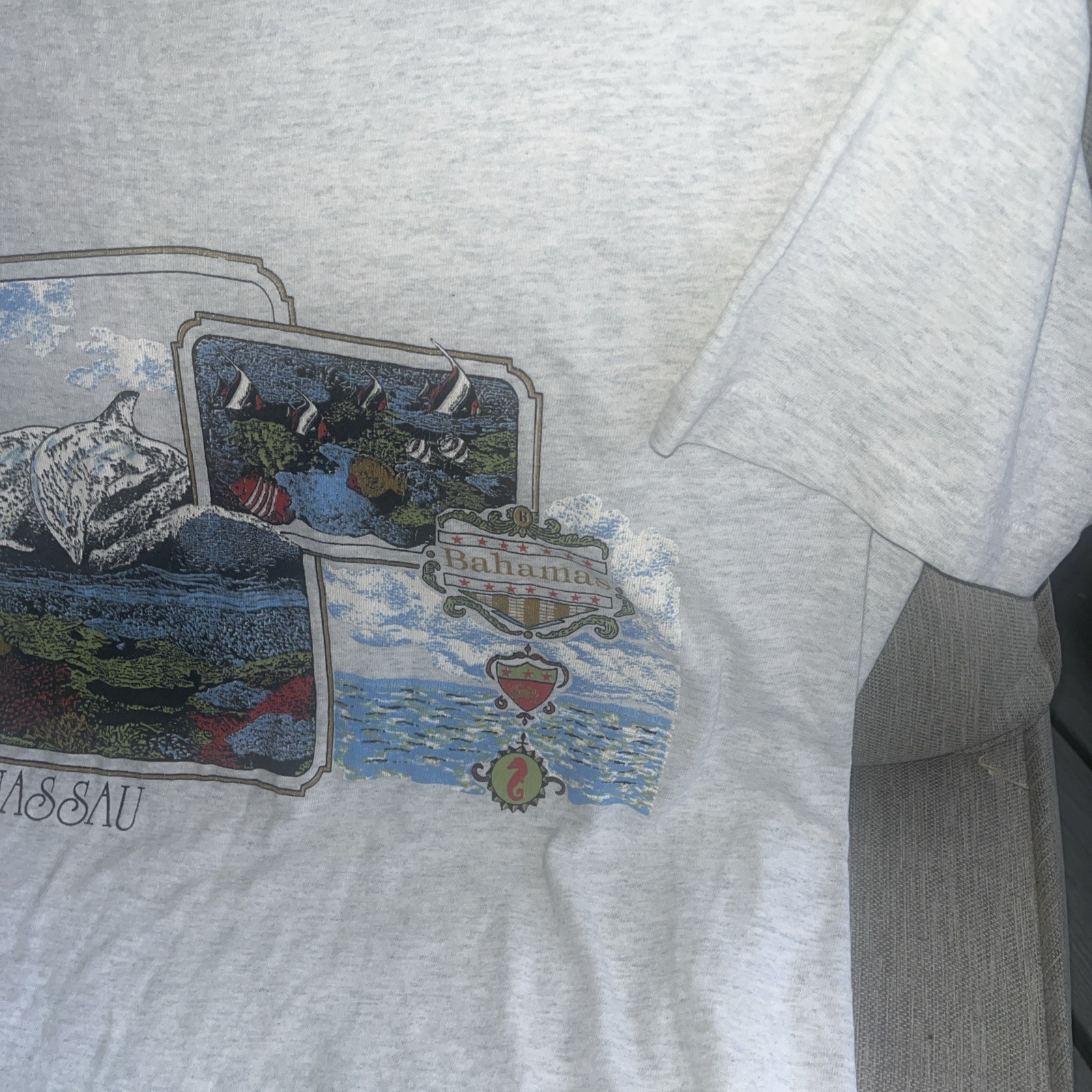 Vintage Bahamas Beach Dolphin Fish Coral Reef Single Stitch USA Fruit Of Loom M gallery