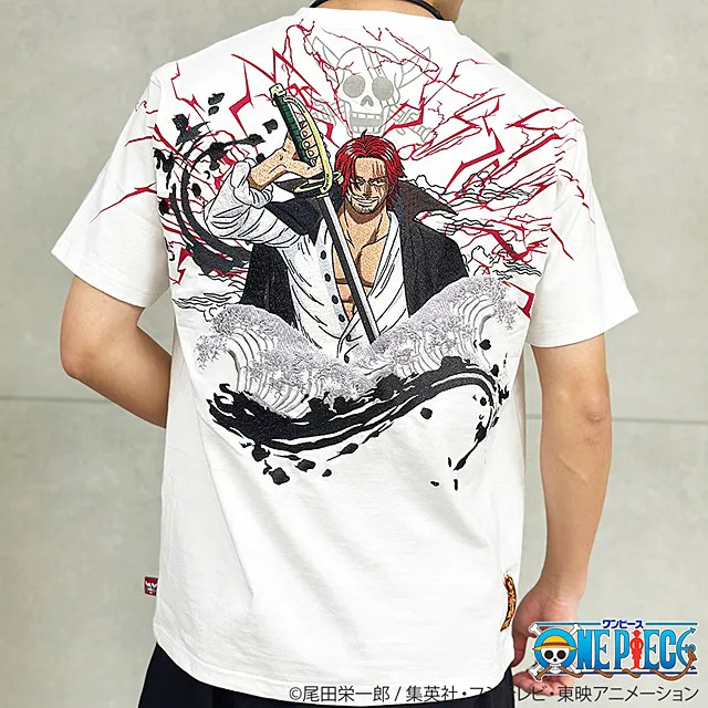 Karakuri Tamashii x ONE PIECE Red-Haired Shanks Embroidered Short-Sleeve T-Shirt