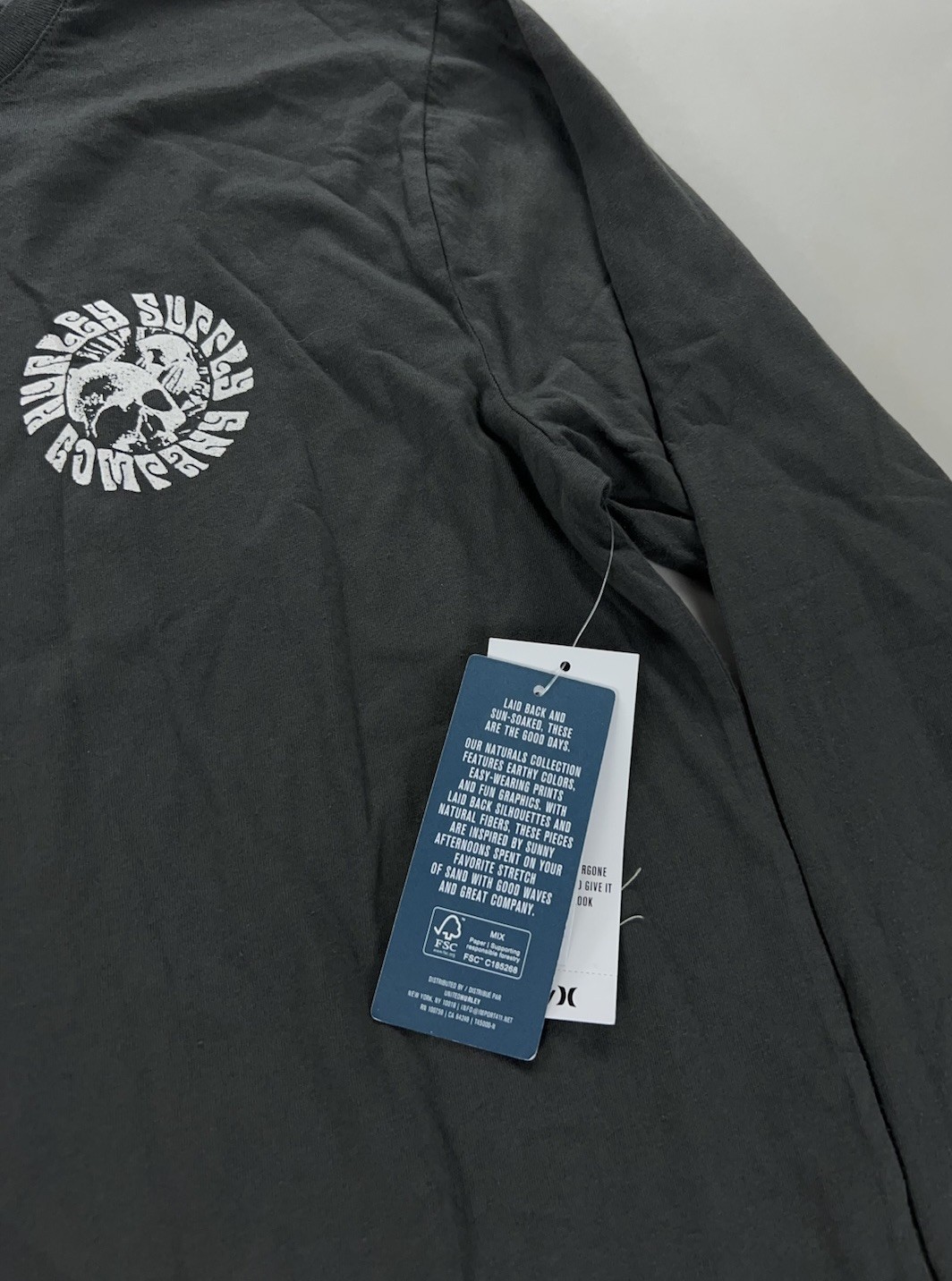 NEW Hurley Naturals Skull Mandala Long Sleeve Mens T Shirt Tee Surf Gray gallery