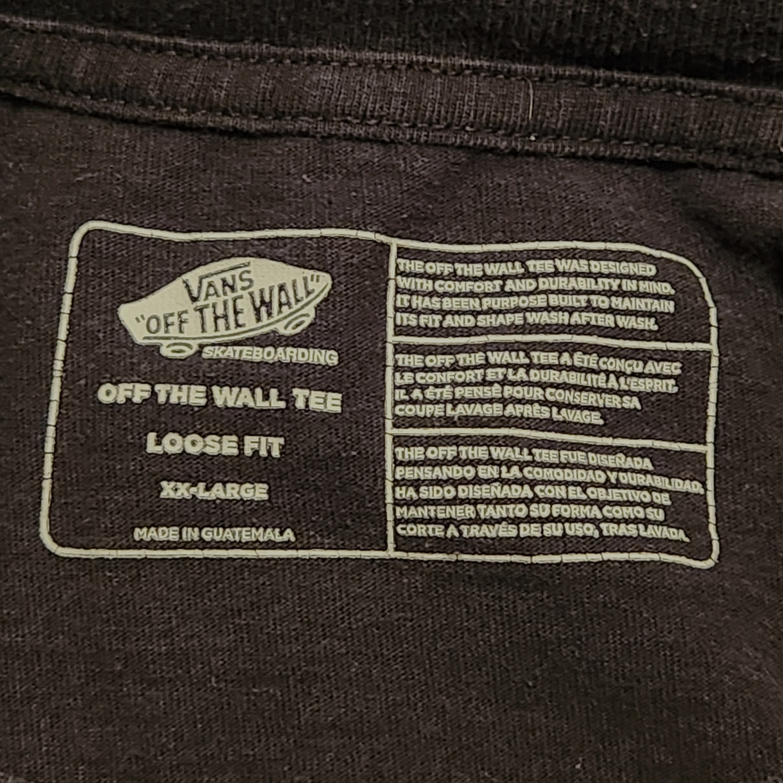 Vans Off The Wall Skateboarding T Shirt XXLarge Black Loose Fit Embroidered Logo gallery