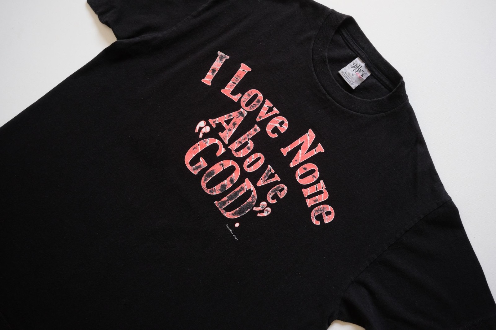 VTG Y2K 90s BIBLE LOVE NONE ABOVE GOD SHAKA GRAPHIC COTTON BLACK T SHIRT SZ XL gallery