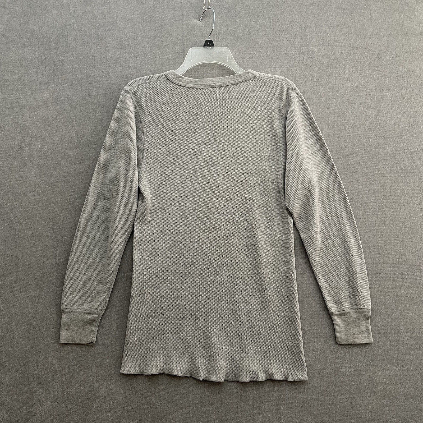 Vintage Hanes Thermal Waffle Knit Gray Crewneck Shirt Men's XL Made In USA 70's gallery