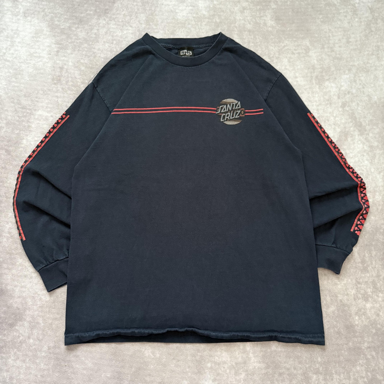 Vintage Santa Cruz Skateboards Shirt Mens L Blue Long Sleeve Stripe Graphic Surf gallery
