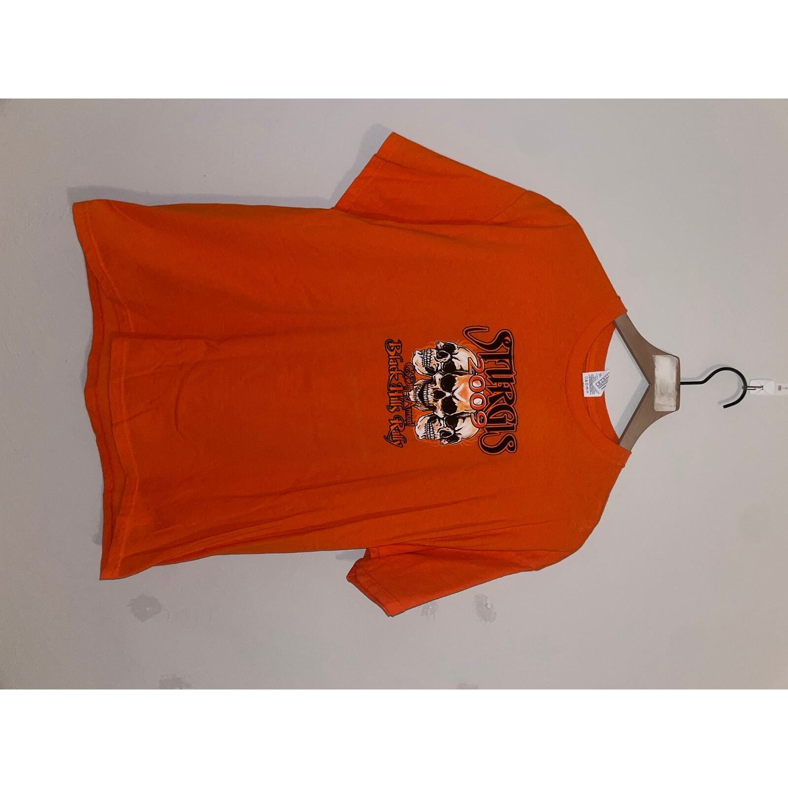 2009 Sturgis Black Hills Rally 69th Annual Orange Skull Shirt L Large 2000s gallery