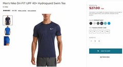 Nike Men’s Hydroguard Dri-FIT Stretch UPF 40+ Guard Swim Top Size M Navy NWT