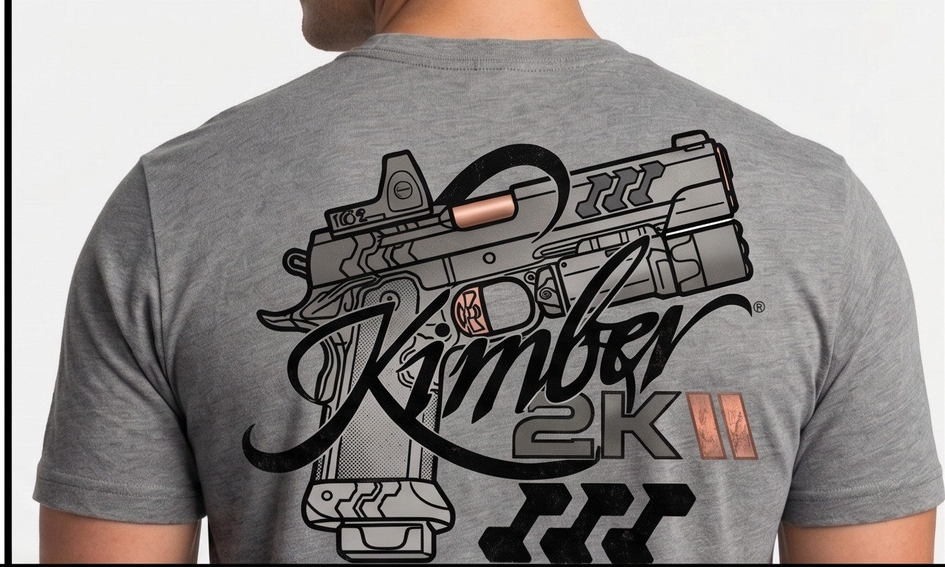 Custom 2KII Tactical Pistol T-Shirt - Grey Athletic Fit Tee - Premium Graphic gallery