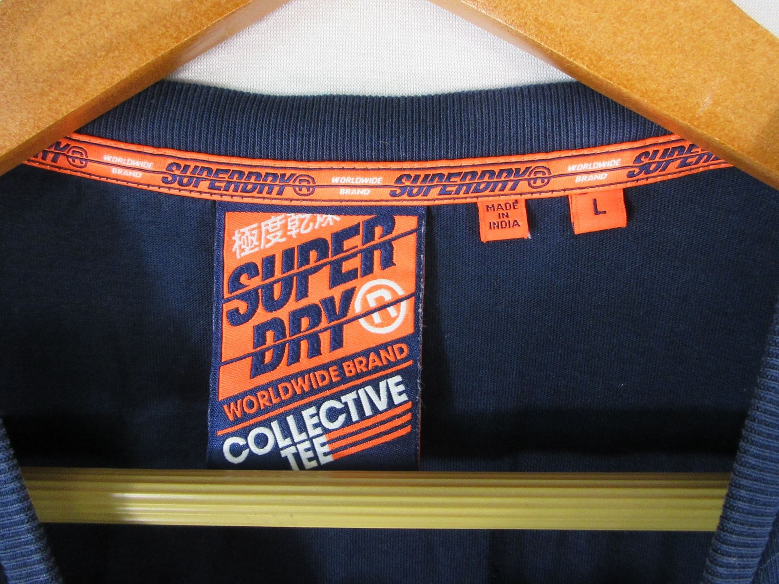 Superdry Tee Mens L Navy Short Sleeve Logo Crewneck Collective Worldwide T-Shirt gallery