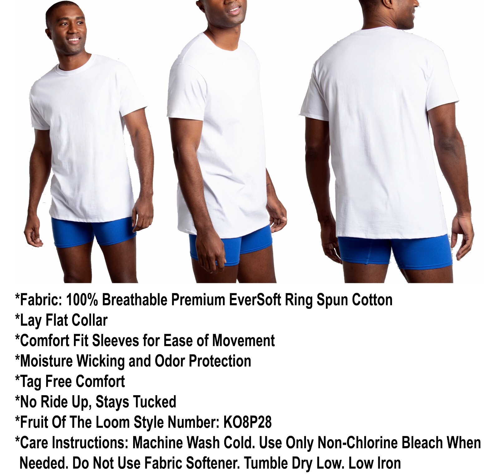 8 White Large L 42-44 Fruit Of The Loom Signature Crew Neck T-Shirts G 107-112CM gallery
