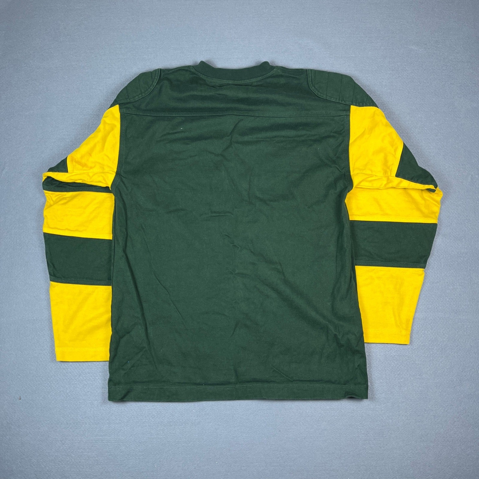 J Peterman Mens Green Yellow Quilted Patch Long Sleeve Rugby Jersey Shirt S gallery