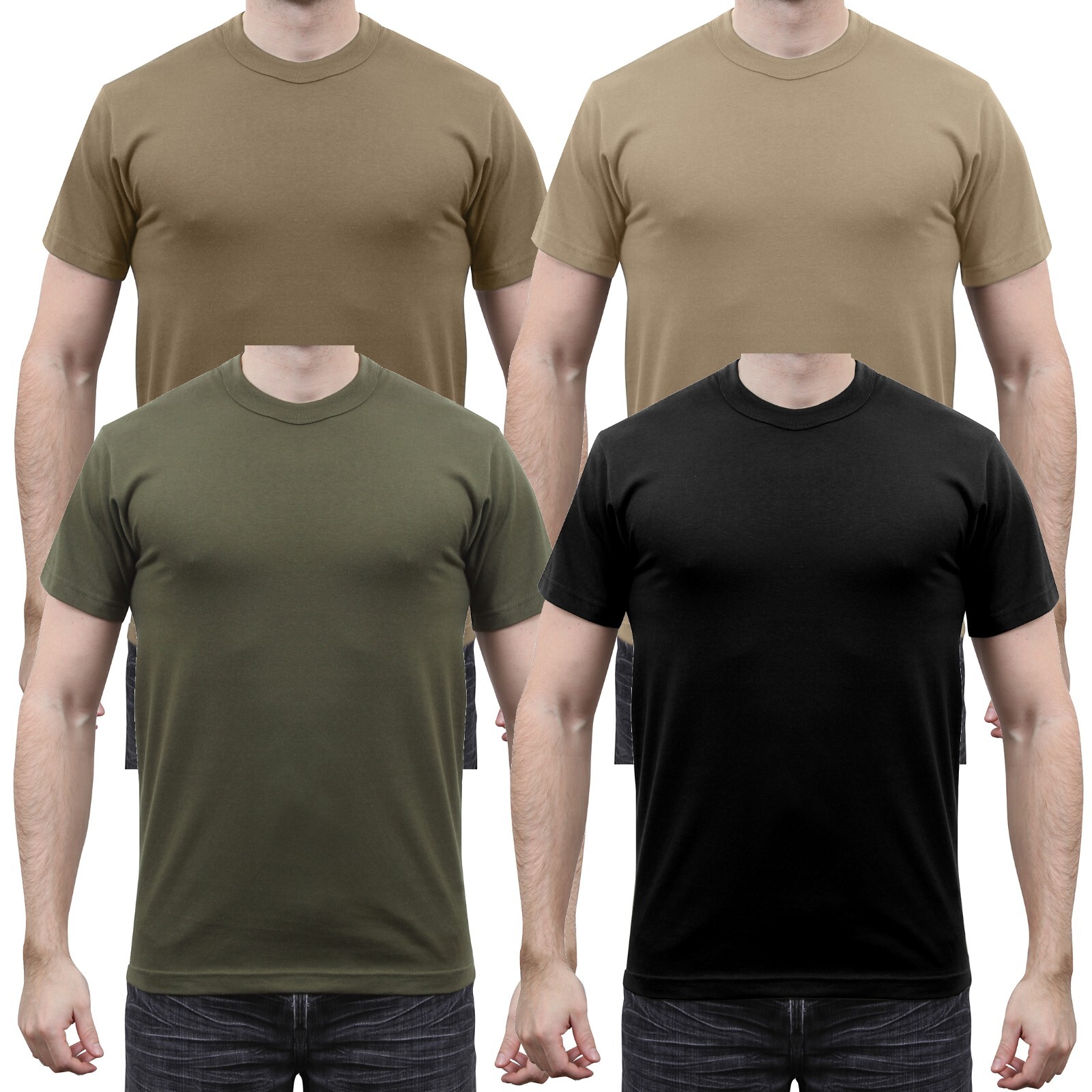 Polyester Cotton Blend Military Solid Color T-Shirts Tees Tee Shirts gallery