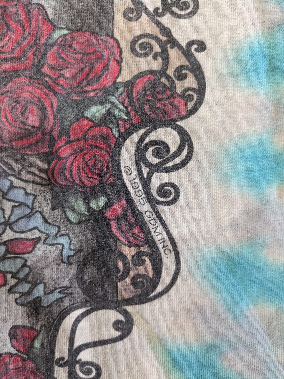 Grateful Dead Liquid Blue 1965 1995 TieDye T‑Shirt XXL Vintage Roses Skull gallery