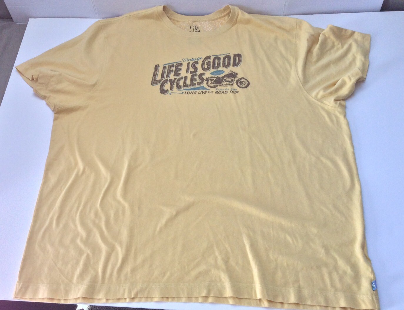 Life is Good Shirt Vintage Cycle Enjoy Ride Road Trip Semi Fitted XXL Yellow gallery