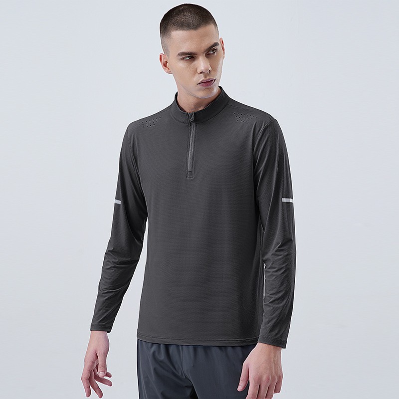 Spring Autumn New Arrival Men Long Sleeve Half Zip Quick Dry Sports Sweatshirt gallery