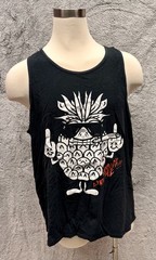 Vintage Y2K Funny Pineapple Graphic Tank Top Black Gildan 2XL “Nobody Likes Me”