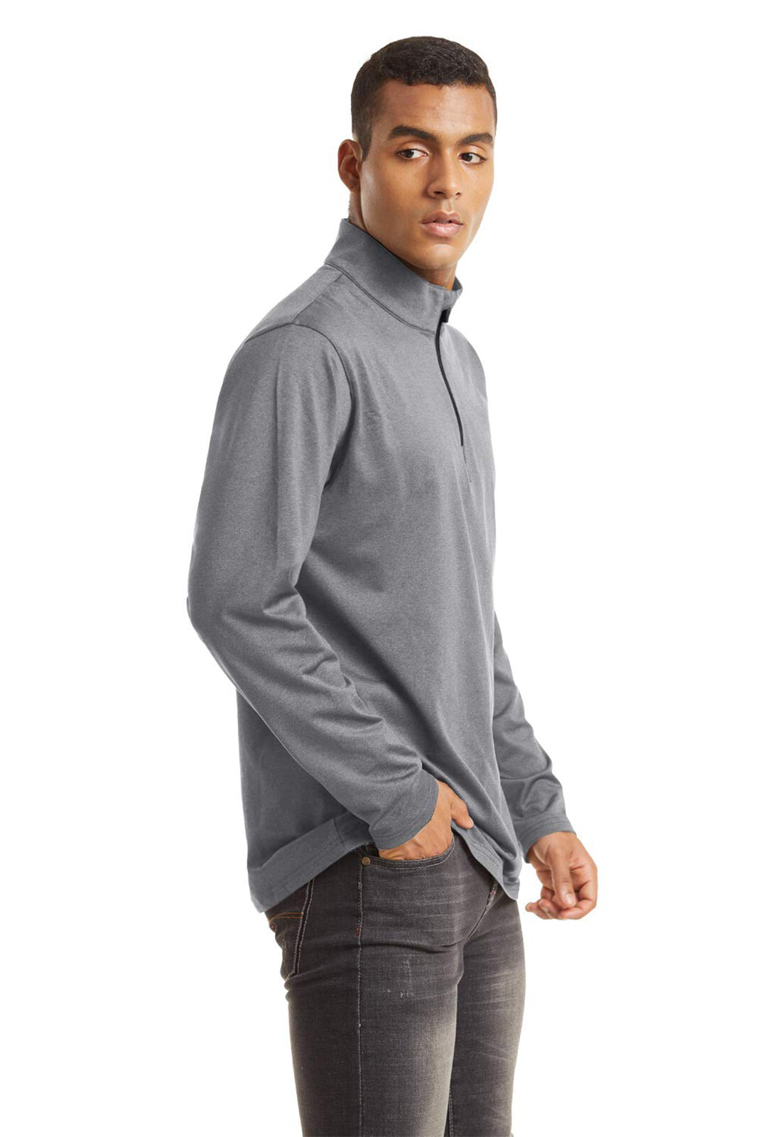 Men's Long Sleeve 1/4 Zip Up Sweatshirts Mock Neck Golf Sport Running T-Shirts gallery