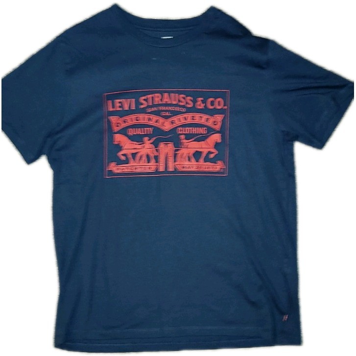Levi's Men's Short Sleeve T-Shirt, Large, Crew Neck, 100% Cotton Navy Blue gallery