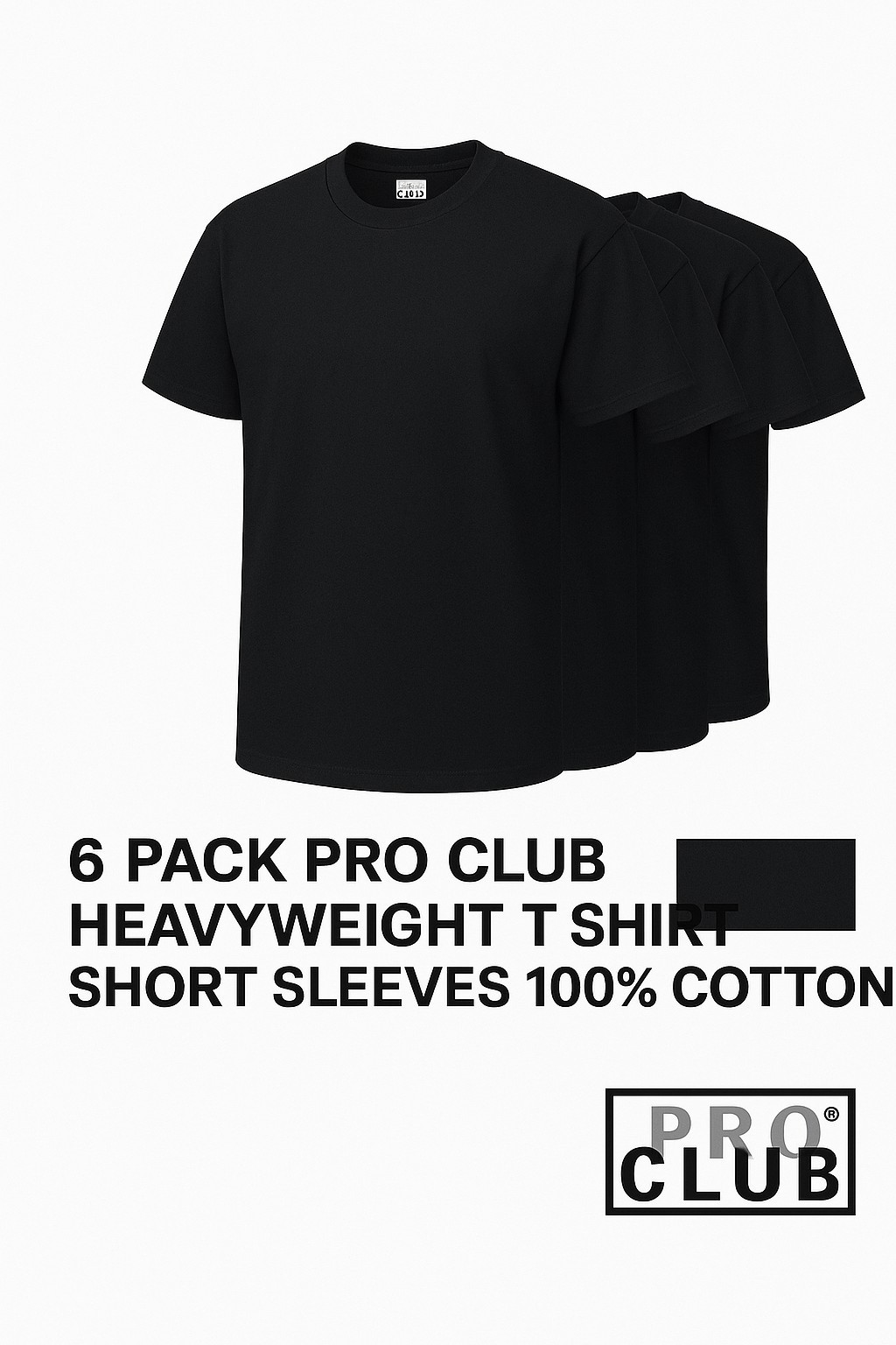 6 PACK PRO CLUB MENS PLAIN SHORT SLEEVE T SHIRT HEAVYWEIGHT COTTON gallery
