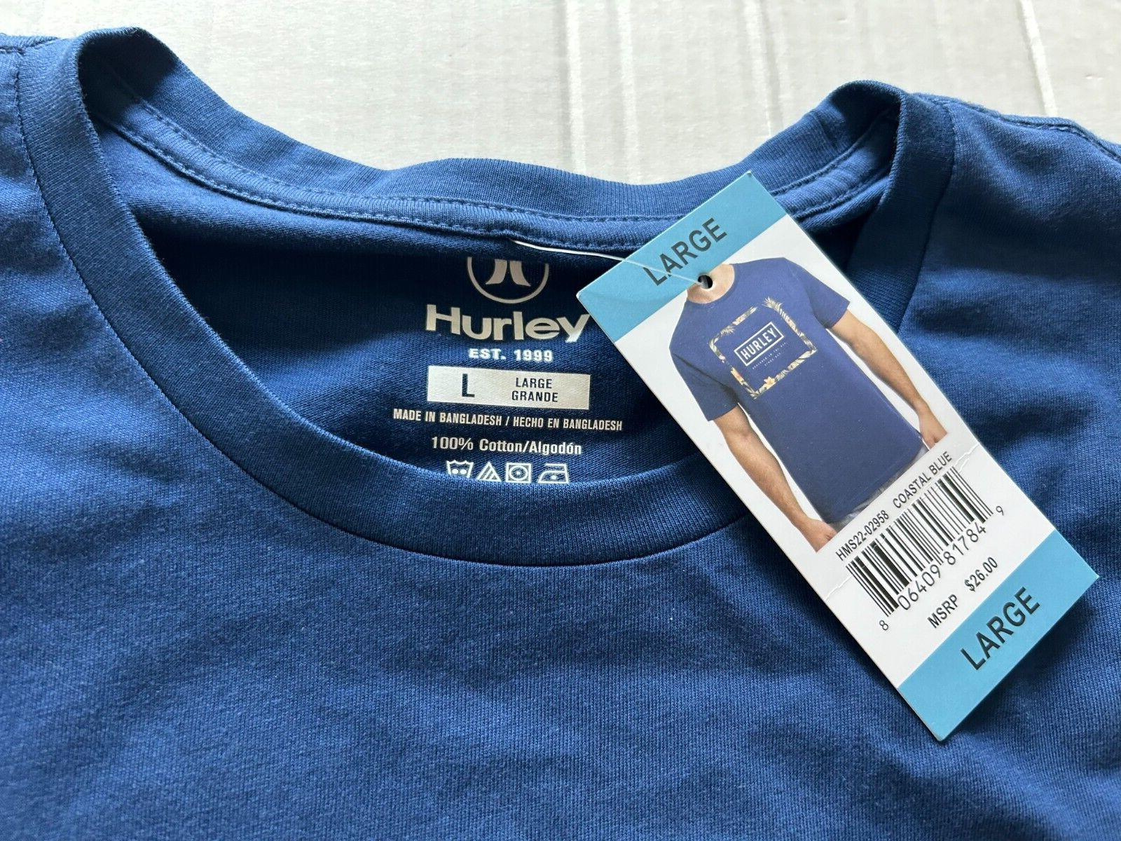 HURLEY SIZE LARGE DARK BLUE SHORT SLEEVE T-SHIRT...SEE DESCRIPTION gallery