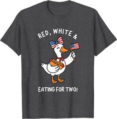 Funny Pregnancy Announcement Red, White Eating for Two Goose T-Shirt
