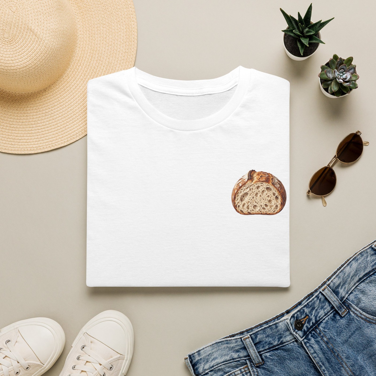 Sourdough Loaf T-Shirt | Minimal Bread Illustration, Chest Pocket Print gallery