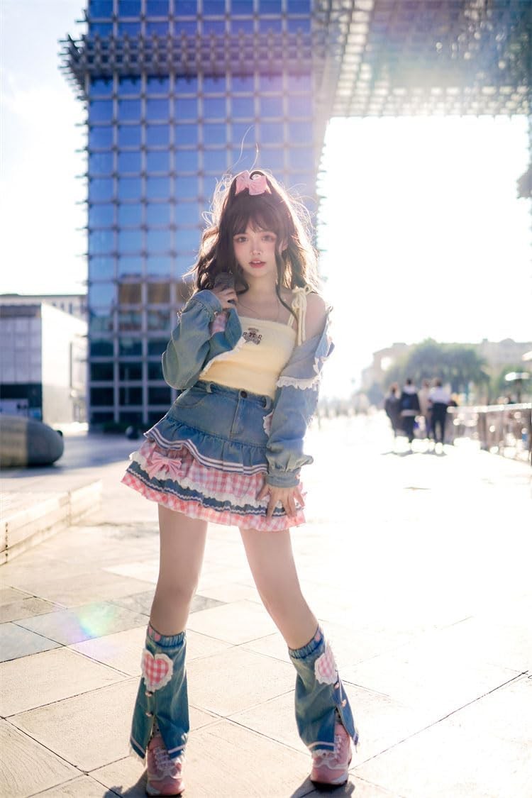 Preppy Lolita Skirt High Waist Denim Mini Y2K Cute Ball Gown - Sweet Fashion gallery
