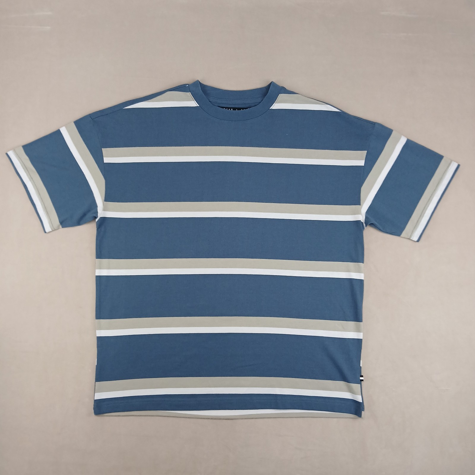 Edgar + Ash Medium Mens T Shirt Boxy Drop Shoulder Skater 90s Stripe 23×27