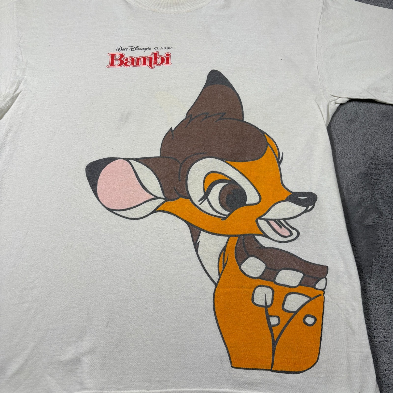 Hering T-Shirt Mens XL White Cotton Walt Disney Classic Bambi Deer Movie Promo gallery