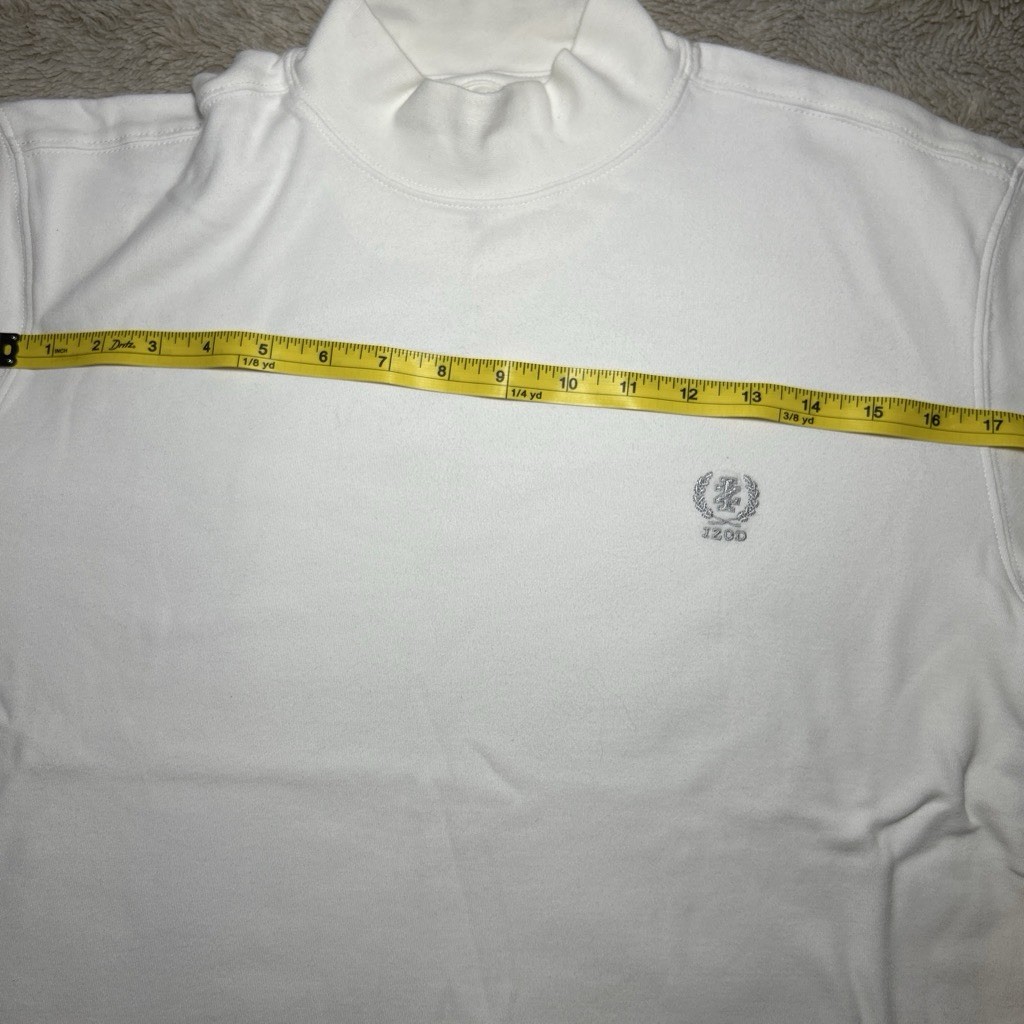 IZOD White Long Sleeve Mock Neck Shirt Mens Size Small 100% Cotton gallery