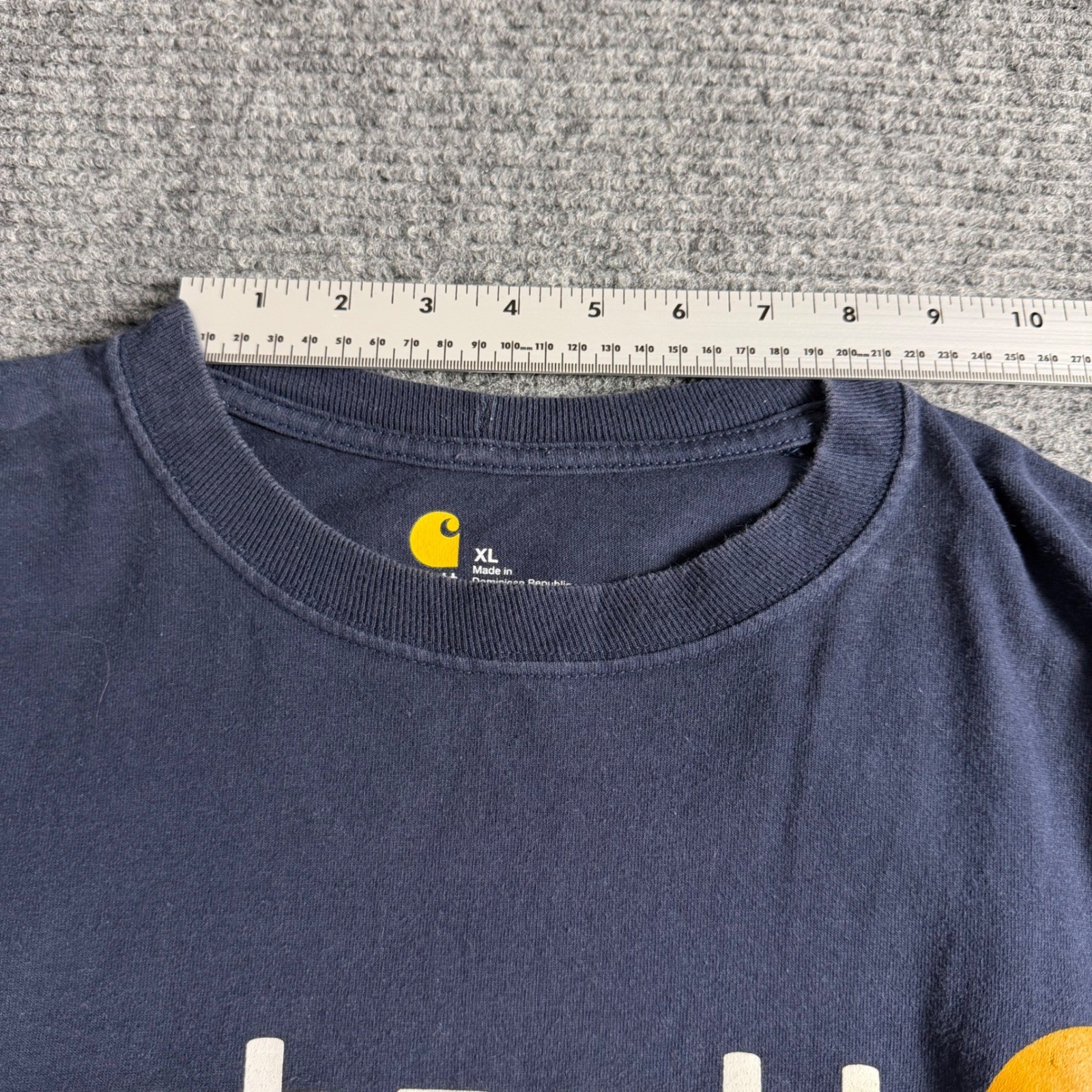 Carhartt Mens XL Long Sleeve Graphic T-Shirt Navy Blue Logo Workwear Tee gallery
