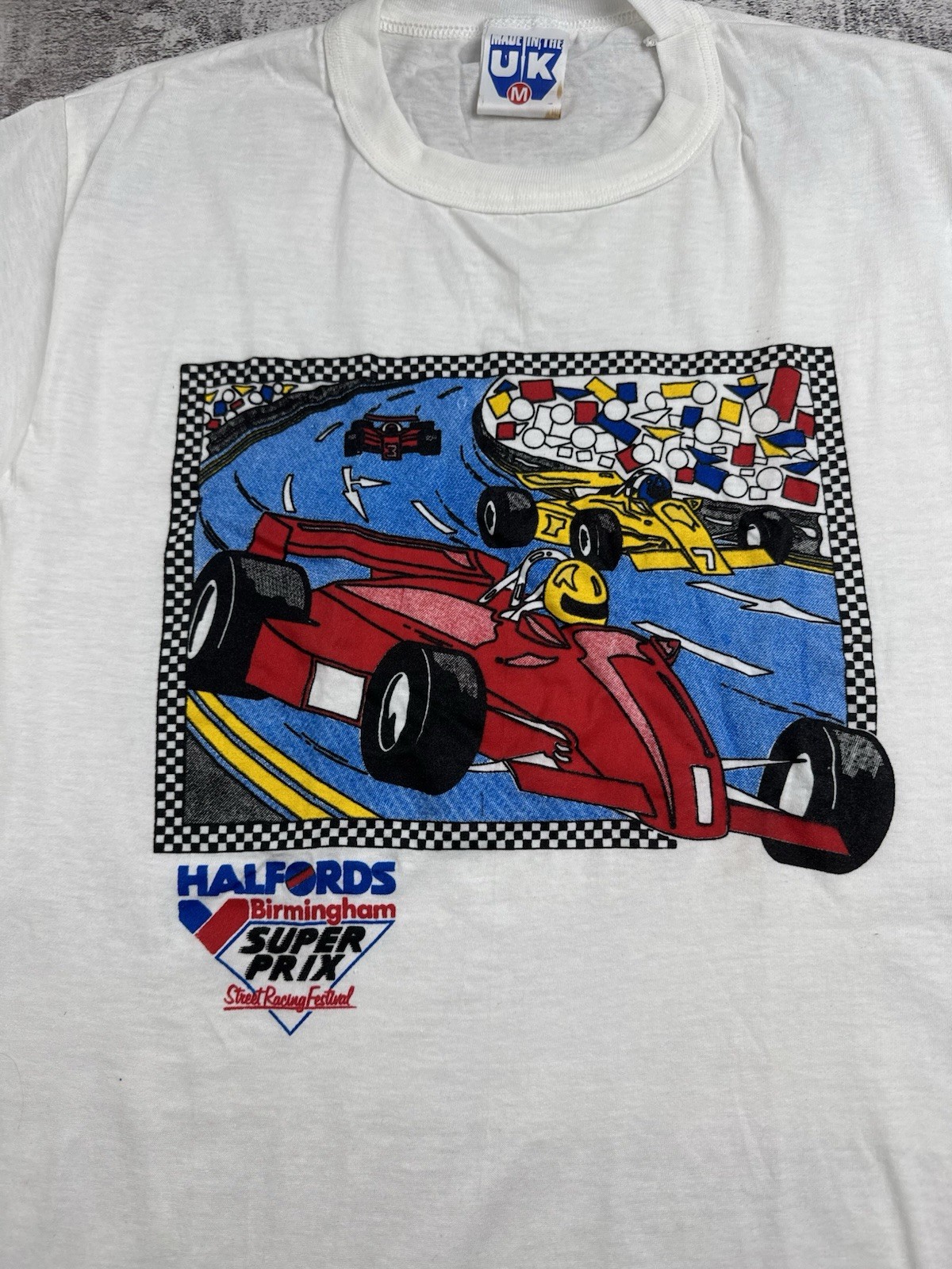 Vintage Halfords Birmingham Super Prix Caliber 80s Racing Formula 1 T Shirt Tee gallery