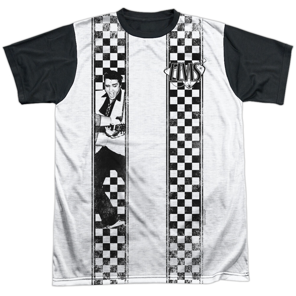 Elvis Presley Checkered Bowling Shirt Adult Costume T Shirt (Black Back), S-3XL gallery