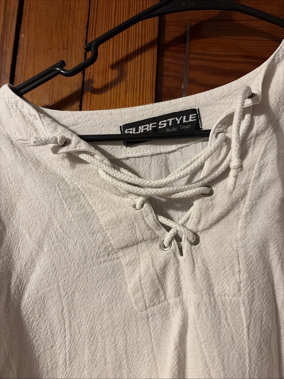 surf style interplanetary body gear White Cotton Lace Up Top, Unisex, Size Large gallery