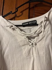surf style interplanetary body gear White Cotton Lace Up Top, Unisex, Size Large