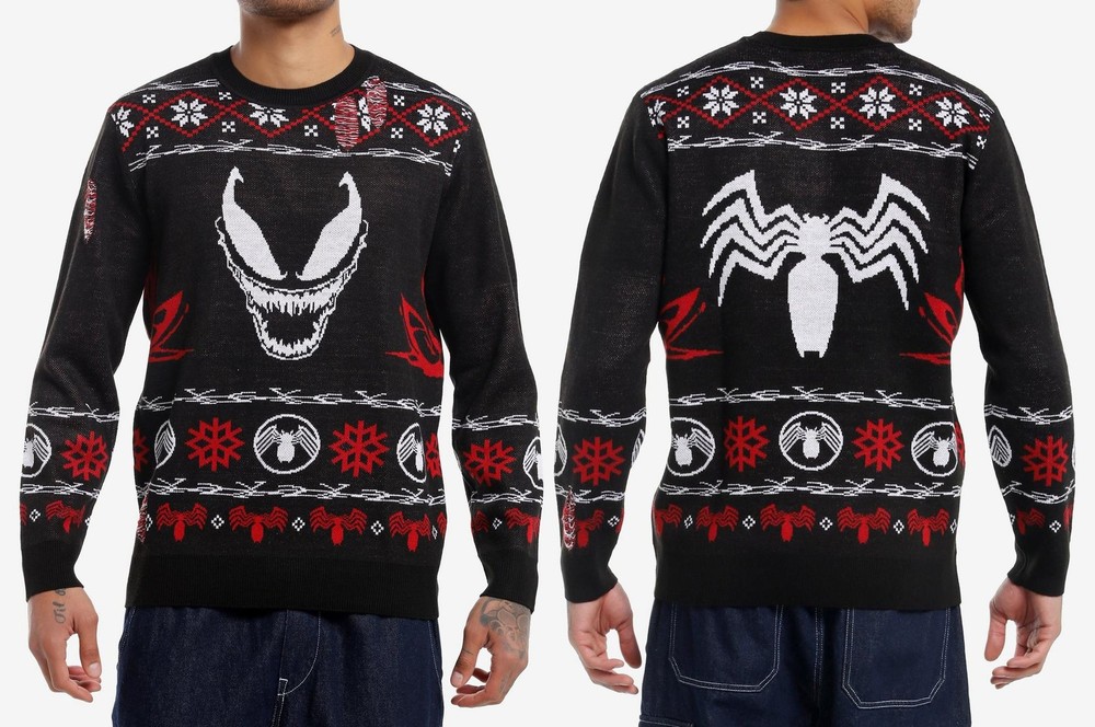 Our Universe Marvel Venom Fair Isle Ugly Heavy Freece Sweater Size XS-5XL