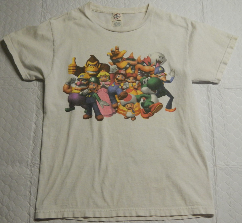 Super Mario Bros. Characters T-Shirt Size Small White Nintendo Promo Y2K Vintage
